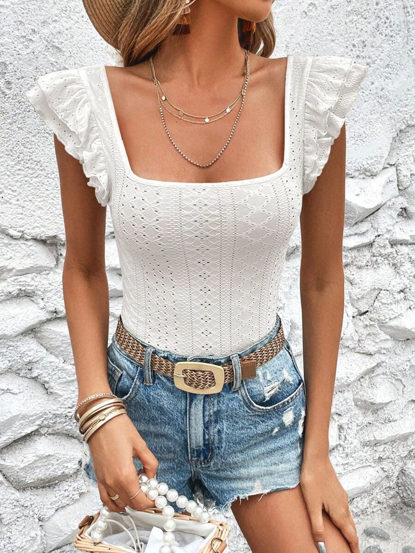Top · Top Cuello Cuadrado Volantes