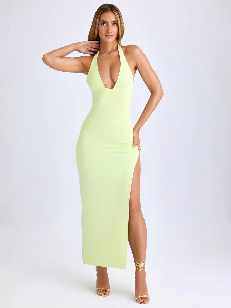 Vestido · Vestido Halter con Abertura